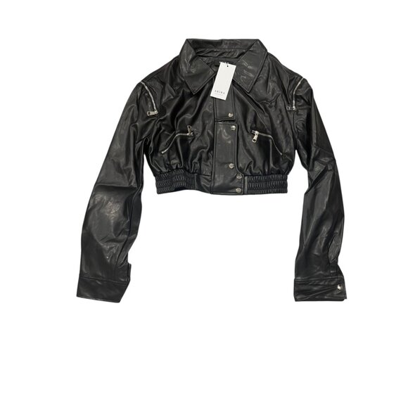 Akira Black Faux Leather Cropped Jacket - Picture 1 of 4